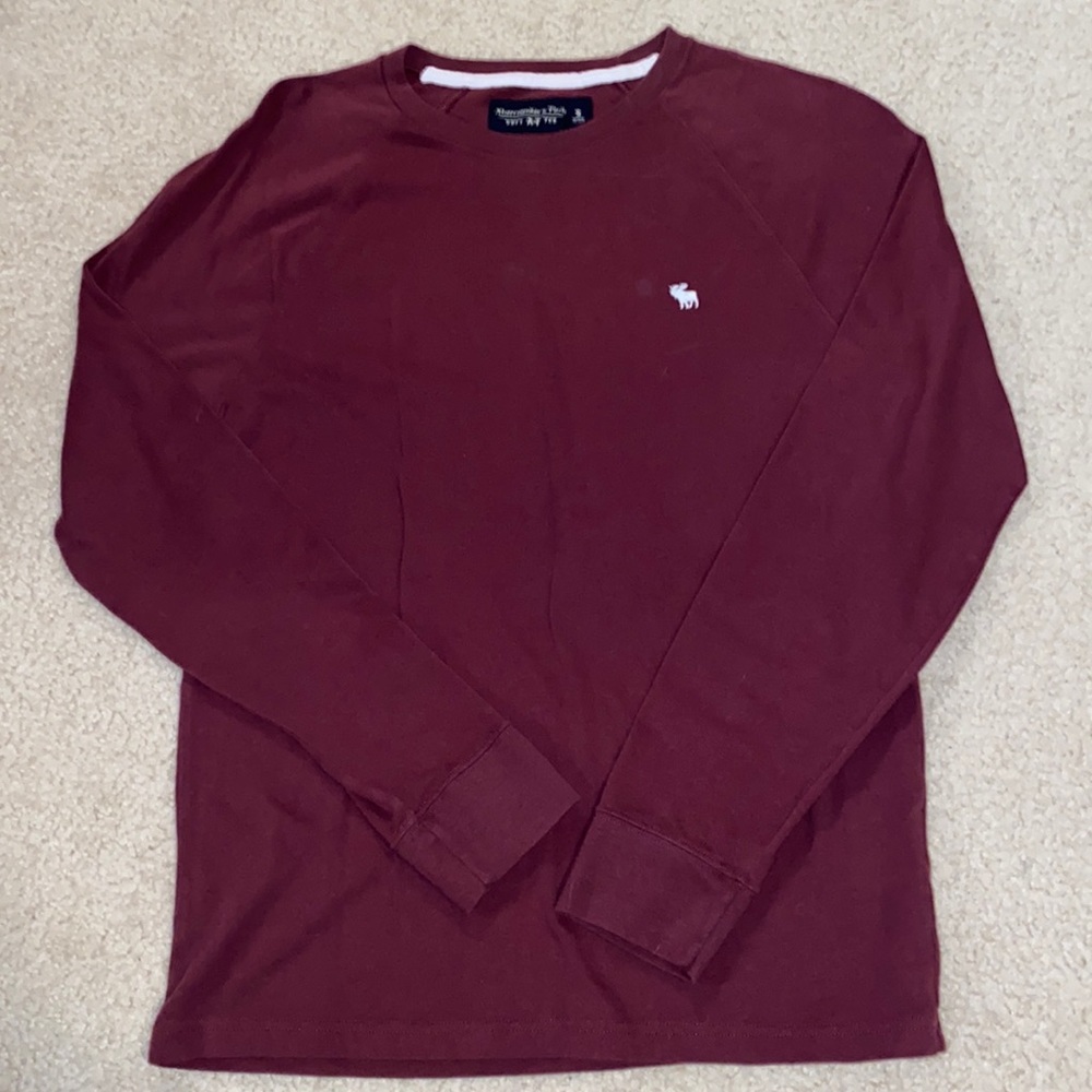 Mens Small Maroon Abercrombie & Fitch Long Sleeve